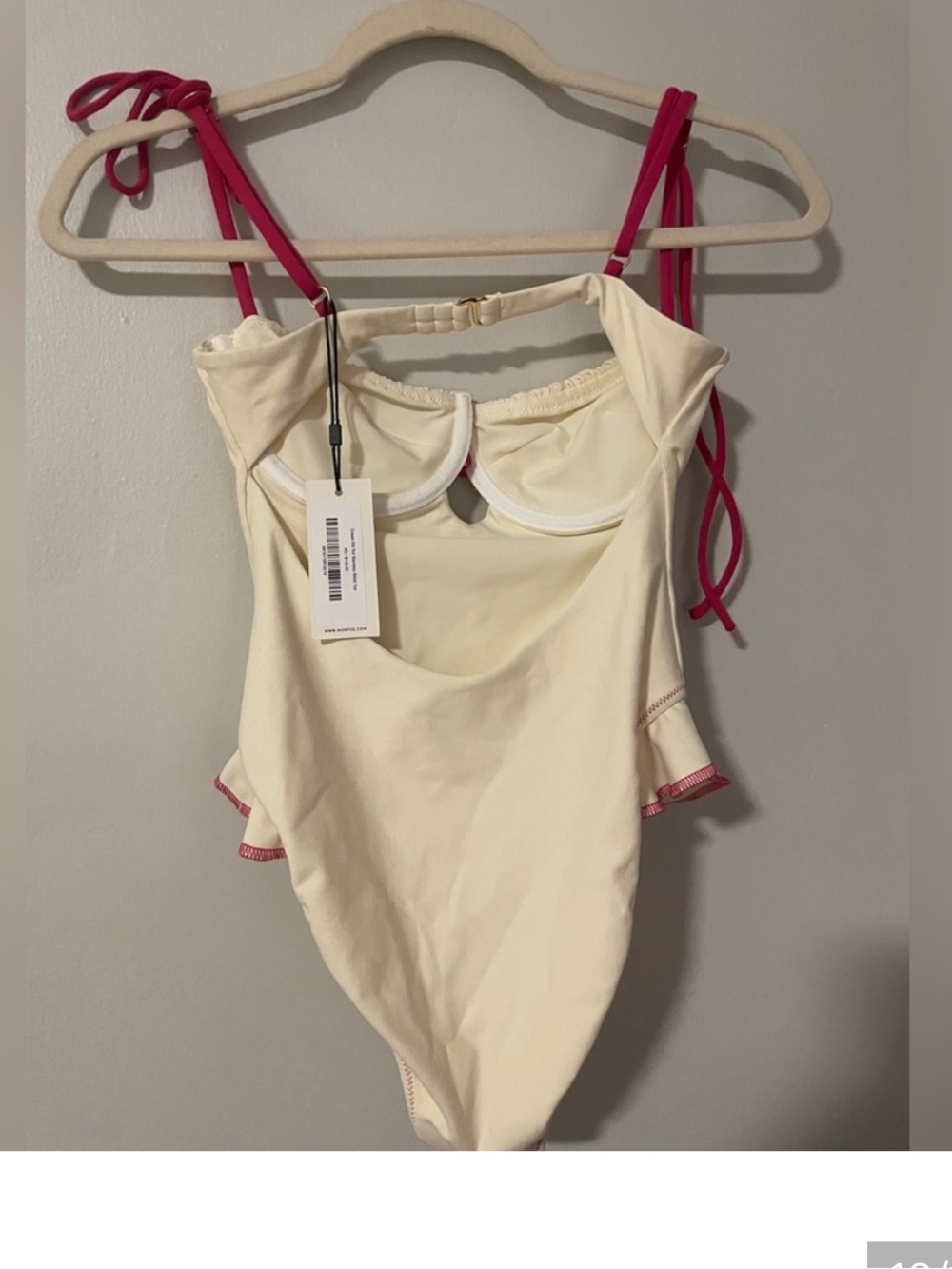 NWT MONTCE CREAM RASPBERRY BINDED RUFFLE ONE PIECE LARGE SWIMSUIT SWIM PINK - Picture 6 of 6